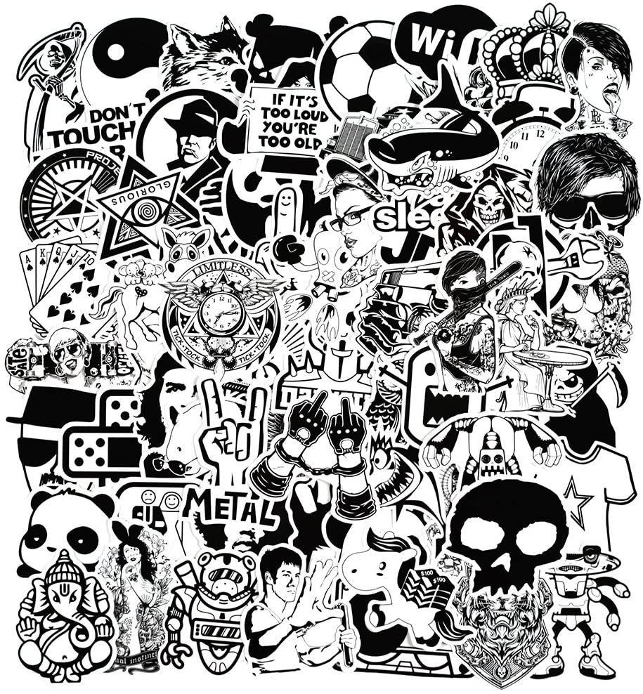 Sticker Lot Black White 002