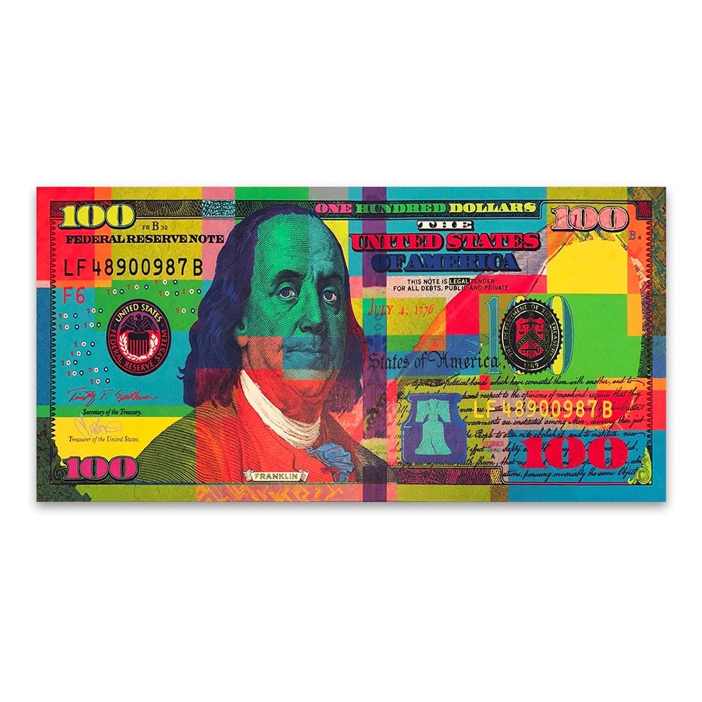 DDHH Wall Art Picture Print 100 Dollar Bill Canvas Painting For Living Room Home 12x16