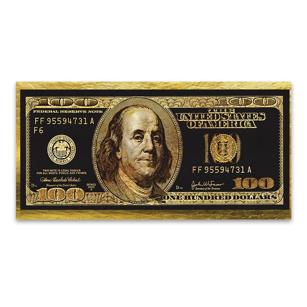 DDHH Wall Art Picture Print 100 Dollar Bill Canvas Painting For Living Room Home 12x16