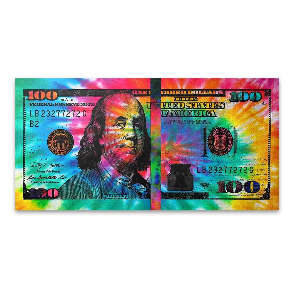 DDHH Wall Art Picture Print 100 Dollar Bill Canvas Painting For Living Room Home 12x16