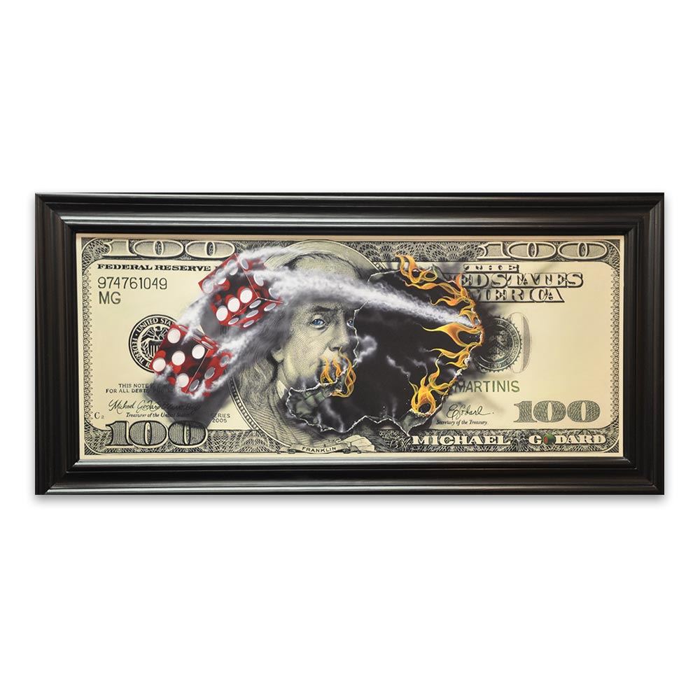 DDHH Wall Art Picture Print 100 Dollar Bill Canvas Painting For Living Room Home 12x16