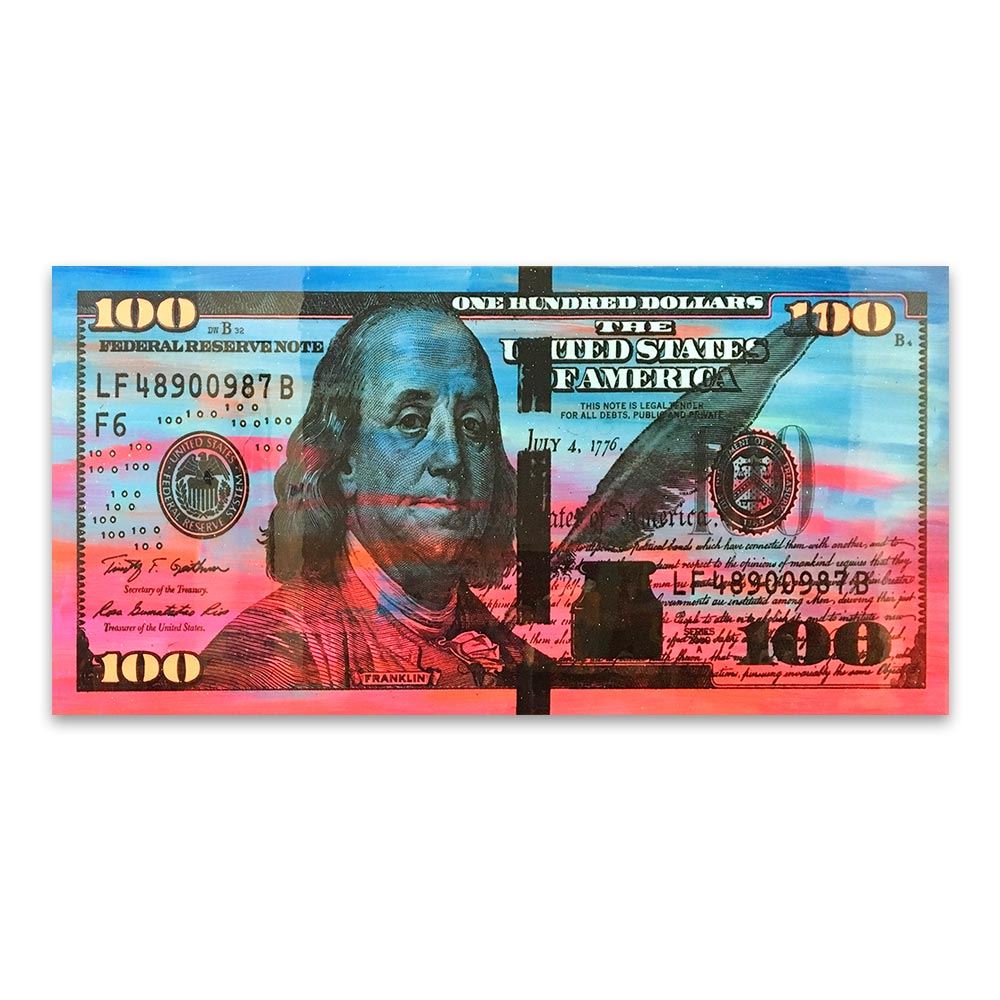 DDHH Wall Art Picture Print 100 Dollar Bill Canvas Painting For Living Room Home 12x16