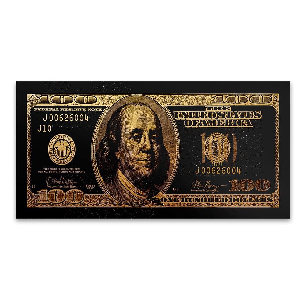 DDHH Wall Art Picture Print 100 Dollar Bill Canvas Painting For Living Room Home 12x16
