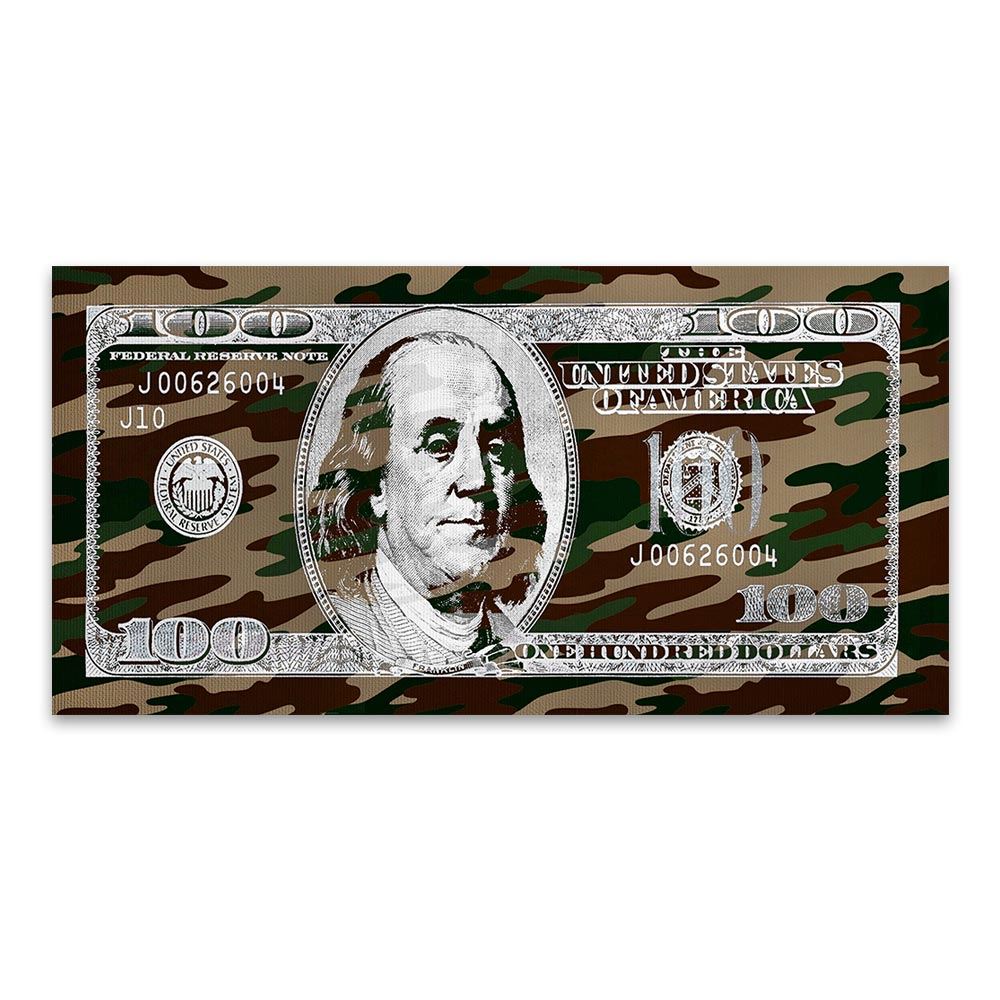 DDHH Wall Art Picture Print 100 Dollar Bill Canvas Painting For Living Room Home 12x16