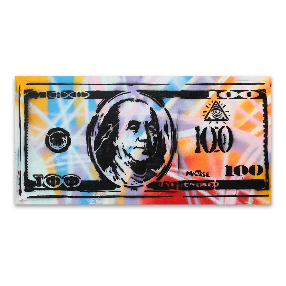 DDHH Wall Art Picture Print 100 Dollar Bill Canvas Painting For Living Room Home 12x16