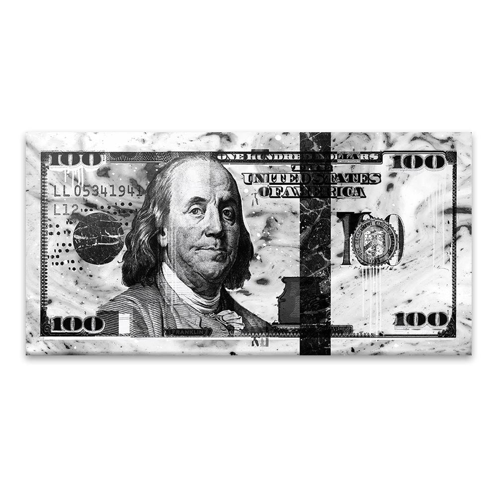 DDHH Wall Art Picture Print 100 Dollar Bill Canvas Painting For Living Room Home 12x16