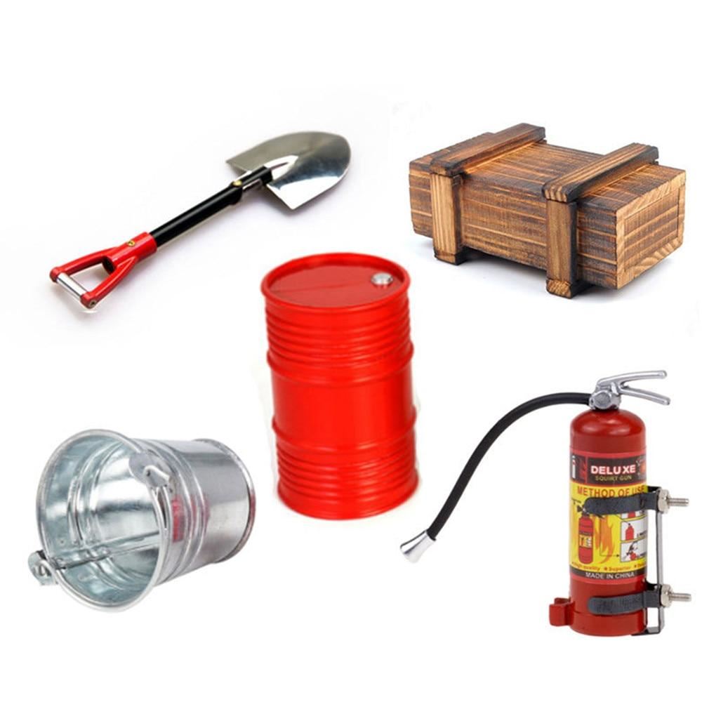 Decoration Wooden Box Oil Drum Bucket Shovel Fire Extinguisher for 1/10 Axial SC