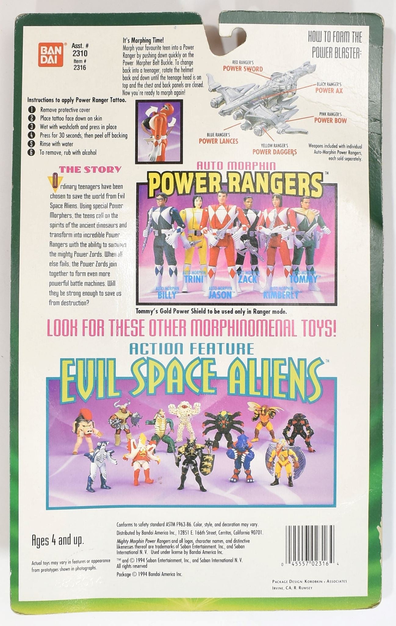 Power Rangers Auto Morphin Tommy Green Ranger BAN DAI