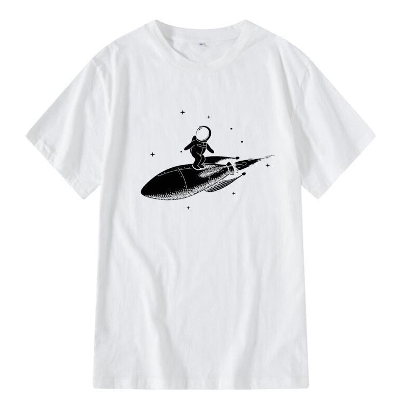 Men high quality tshirt 100% cotton short sleeve Funny space trip print men Tshi