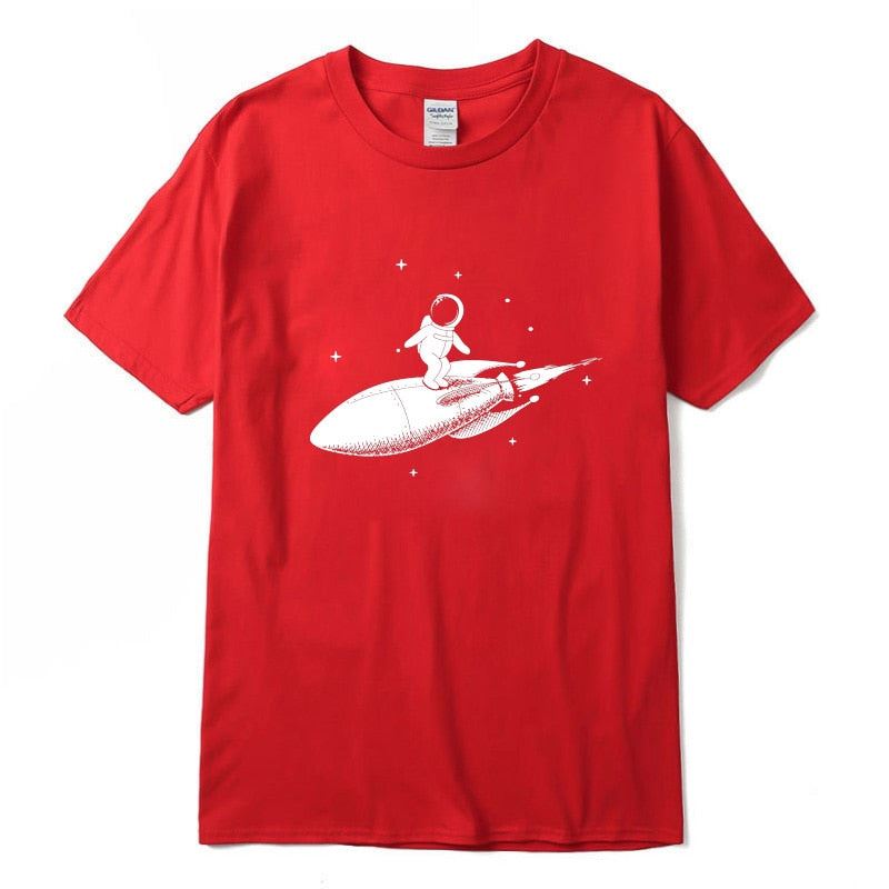 Men high quality tshirt 100% cotton short sleeve Funny space trip print men Tshi