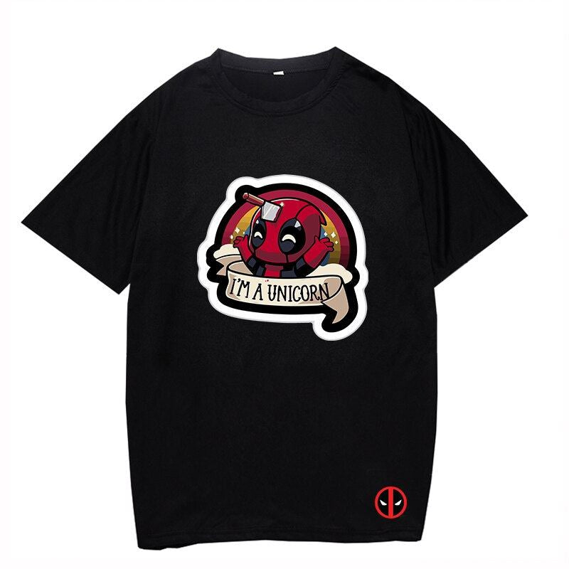Boy Girl Deadpool Black T Shirt Men Cotton Casual T-shirt Summer O-neck Short Sl