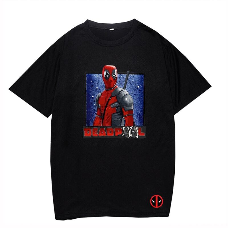Boy Girl Deadpool Black T Shirt Men Cotton Casual T-shirt Summer O-neck Short Sl