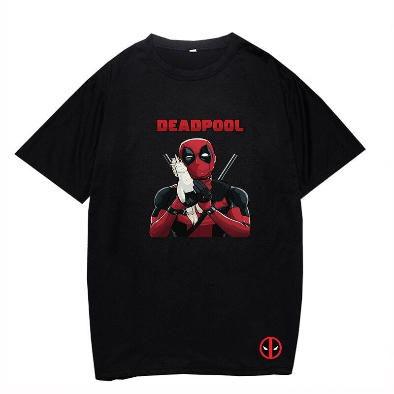 Boy Girl Deadpool Black T Shirt Men Cotton Casual T-shirt Summer O-neck Short Sl