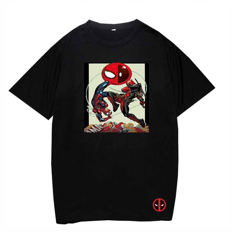 Boy Girl Deadpool Black T Shirt Men Cotton Casual T-shirt Summer O-neck Short Sl