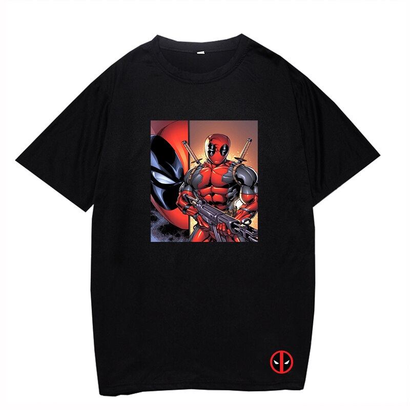 Boy Girl Deadpool Black T Shirt Men Cotton Casual T-shirt Summer O-neck Short Sl