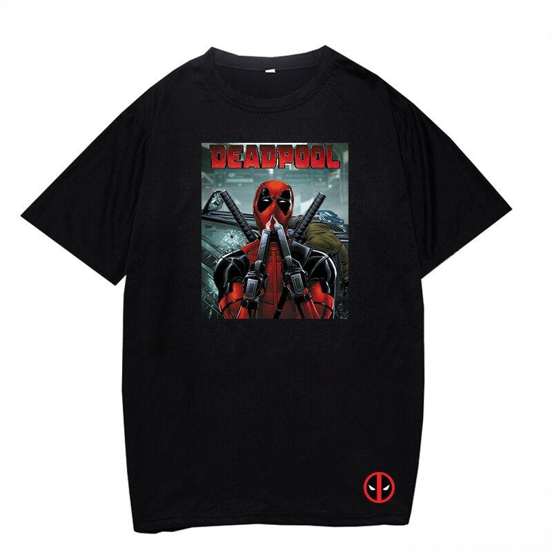 Boy Girl Deadpool Black T Shirt Men Cotton Casual T-shirt Summer O-neck Short Sl