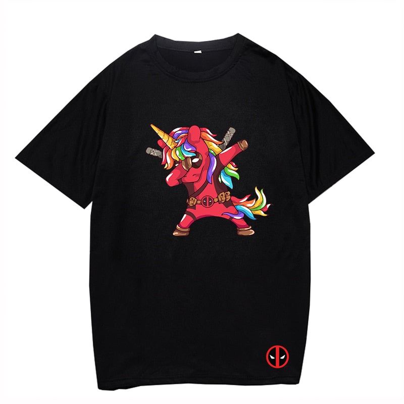 Boy Girl Deadpool Black T Shirt Men Cotton Casual T-shirt Summer O-neck Short Sl