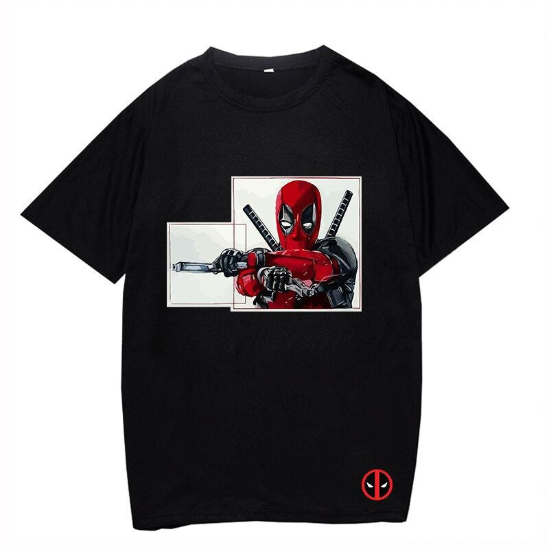 Boy Girl Deadpool Black T Shirt Men Cotton Casual T-shirt Summer O-neck Short Sl