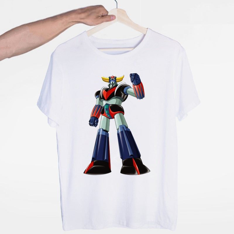 Men Print Robot Grendizer Japanese Anime Classic T-shirt O-Neck Short Sleeve Sum