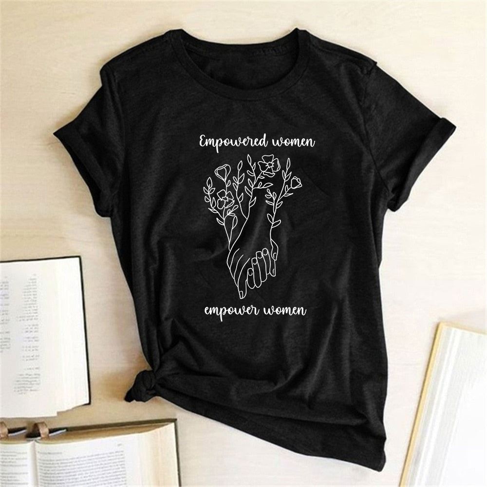 Empower Women Letter Printed Feminist T-shirt Women Short Sleeve Summer Feminism