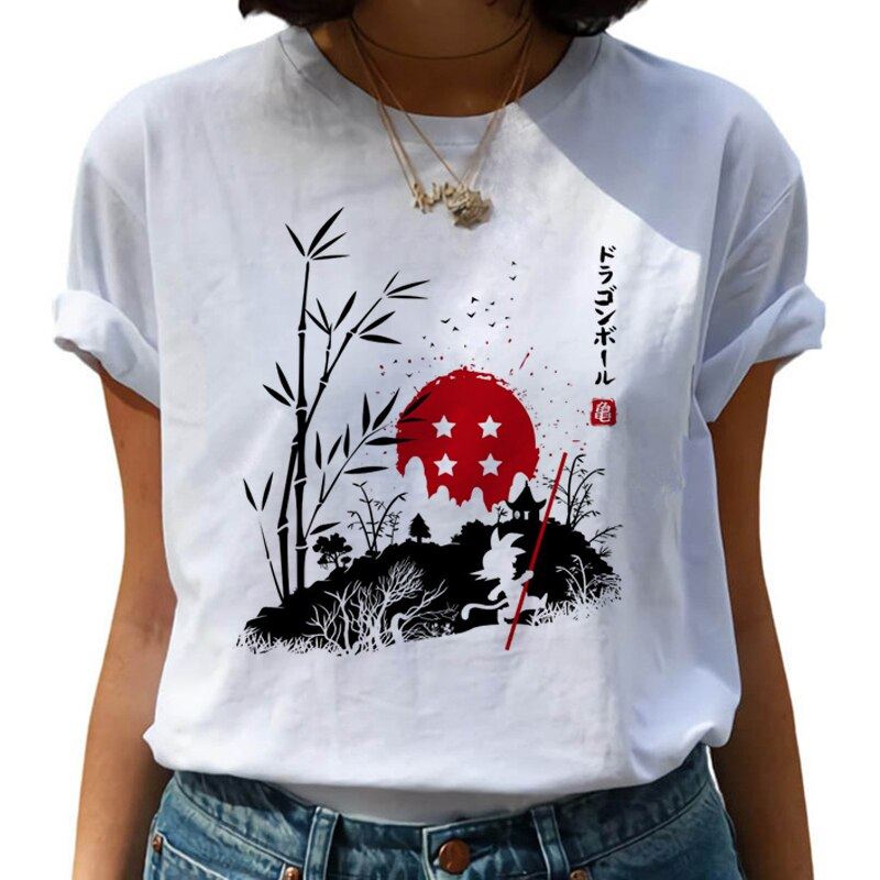 Dragon Ball Z Harajuku Funny T Shirt Women Kawaii Son Goku Anime T-shirt Super S