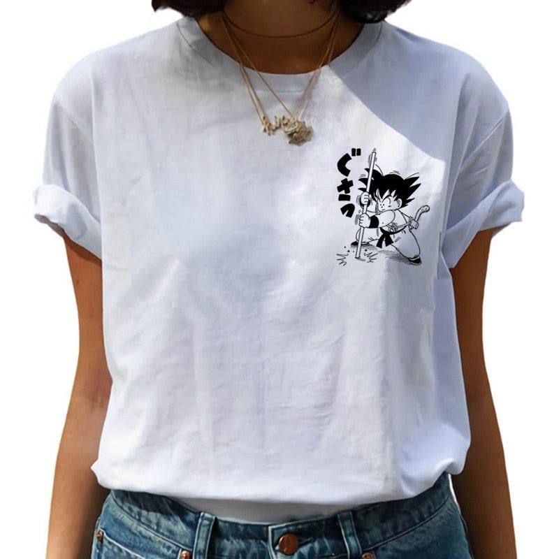 Dragon Ball Z Harajuku Funny T Shirt Women Kawaii Son Goku Anime T-shirt Super S
