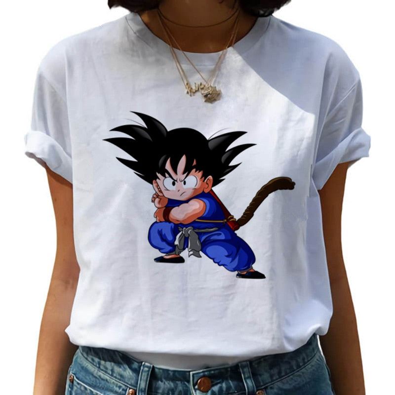 Dragon Ball Z Harajuku Funny T Shirt Women Kawaii Son Goku Anime T-shirt Super S
