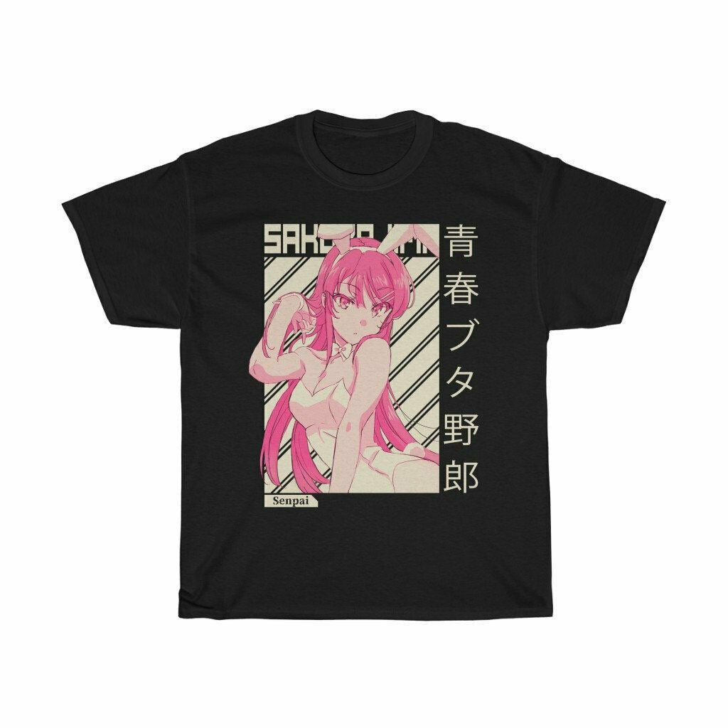 Pink Bunny Girl T-Shirt Anime Shirt Aesthetic Senpai Tee Manga Tee Men's T-shirt