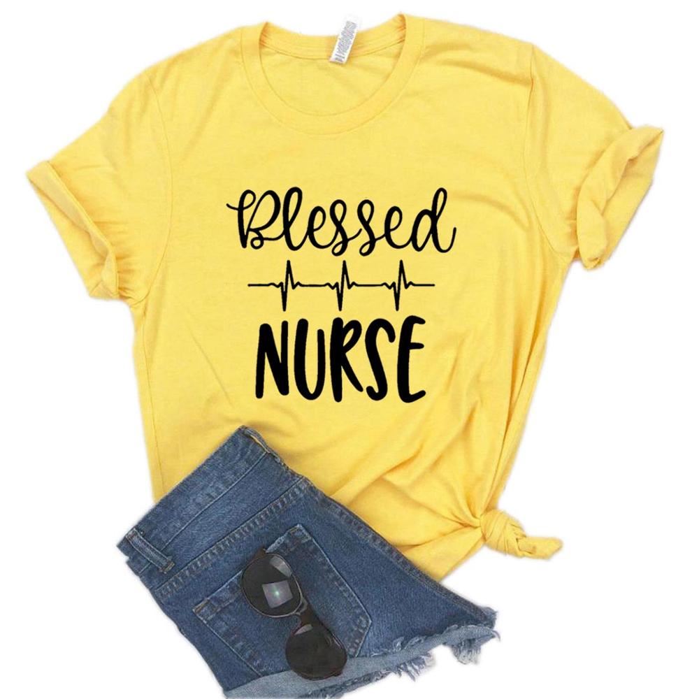 Blessed Nurse heartbeat Print Women tshirt Cotton Casual Funny t shirt Gift For