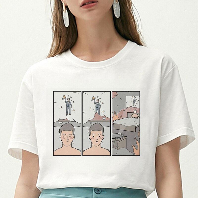 Women T Shirt My Depression My Brain My Anxiety Letter Printed Tshirt New Haraju