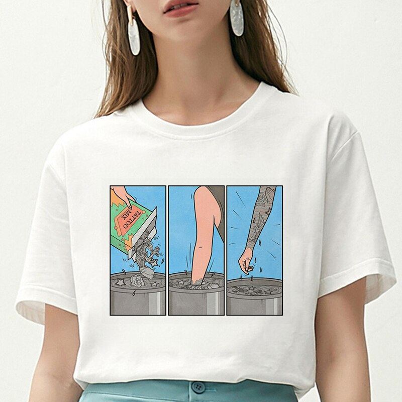 Women T Shirt My Depression My Brain My Anxiety Letter Printed Tshirt New Haraju