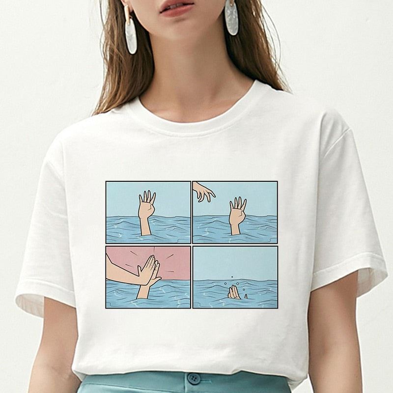 Women T Shirt My Depression My Brain My Anxiety Letter Printed Tshirt New Haraju