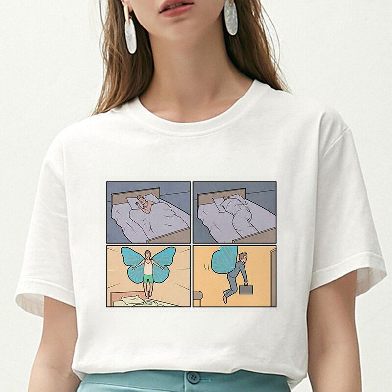 Women T Shirt My Depression My Brain My Anxiety Letter Printed Tshirt New Haraju