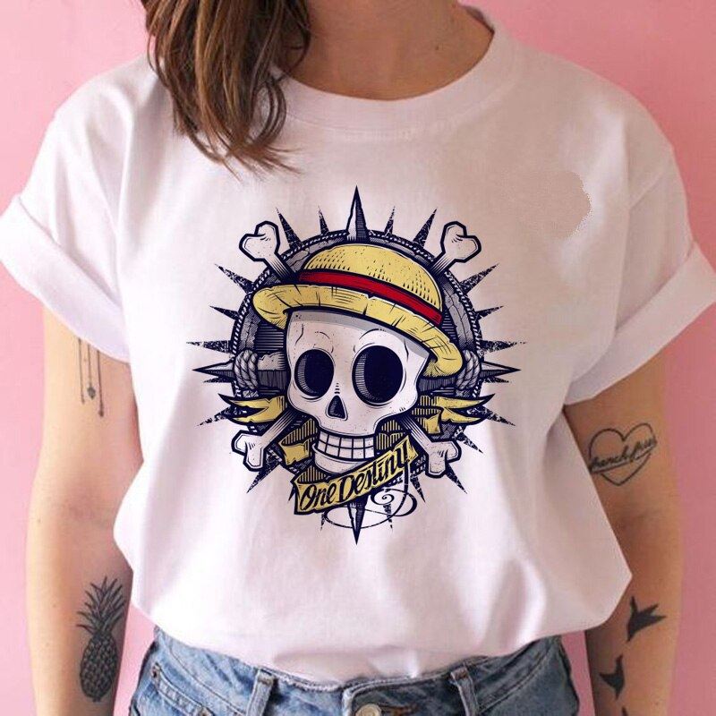 one piece t shirt women harajuku Anime 80s cartoon kawaii tshirt ulzzang summer