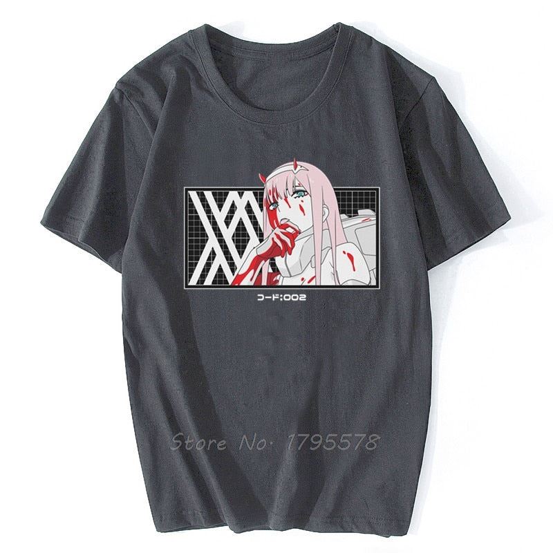 Bloody Zero Two From Darling In The Franxx T-Shirt Tees Clothing Short Sleeve Sh