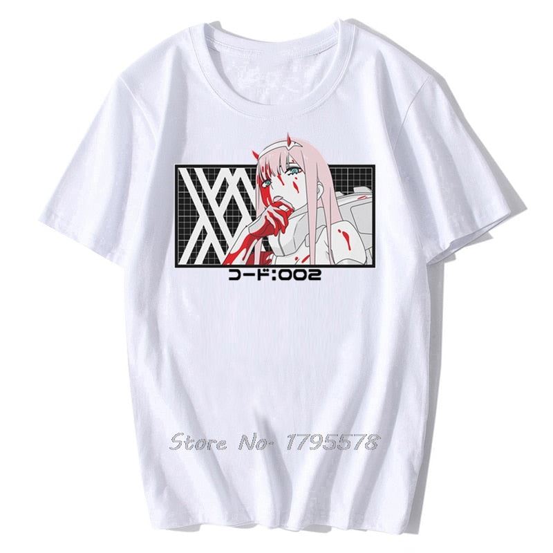 Bloody Zero Two From Darling In The Franxx T-Shirt Tees Clothing Short Sleeve Sh