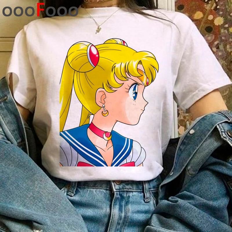 Sailor Moon Harajuku Kawaii Tshirts Women Ullzang Cute Usagi Anime T Shirts 90s