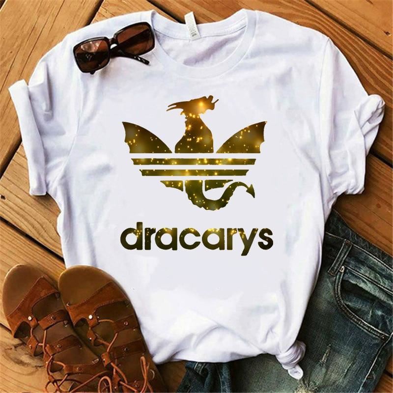 Streetware Dracarys Dragon Printed Female T-shirt Europe America Summer Vogue Wo