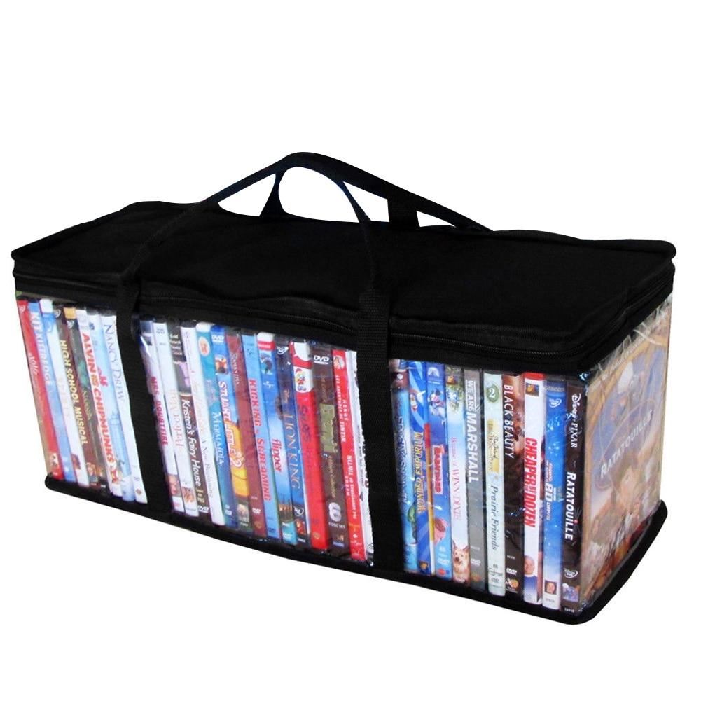 DVD CD Holder Video Dustproof Organizer Protective Zipper Clear Storage Bag Carr
