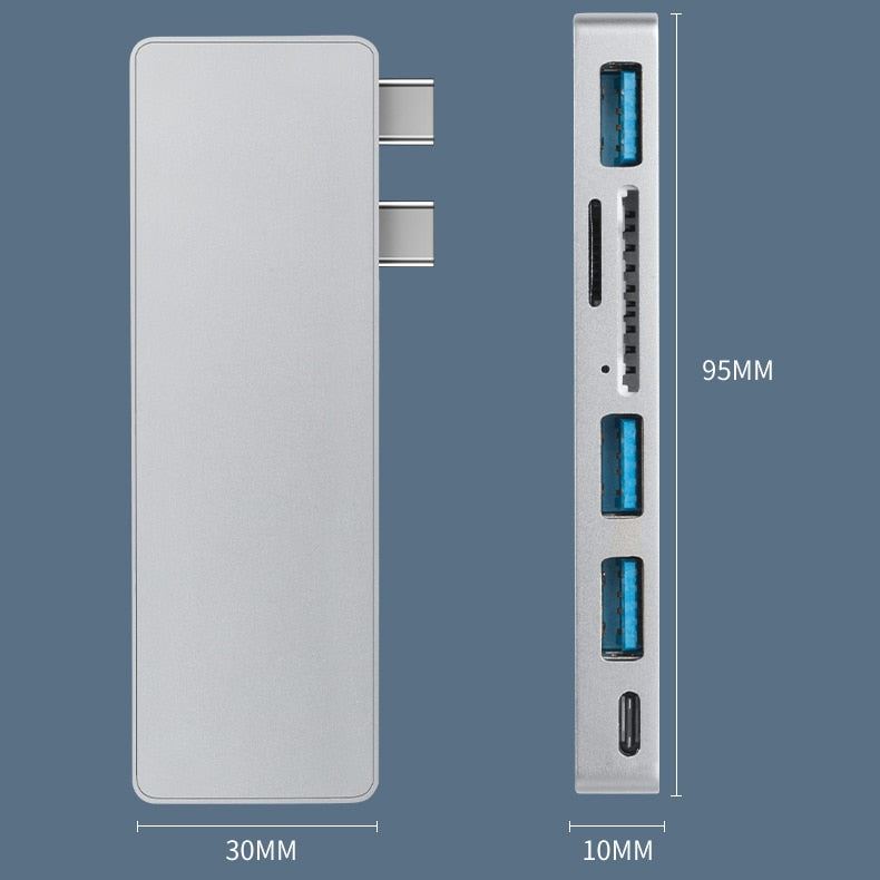 BRU Usb C Hub For Macbook Pro Adapter Usb Type C Hub 3.0 Tf Sd Reader Slot Pd Fo