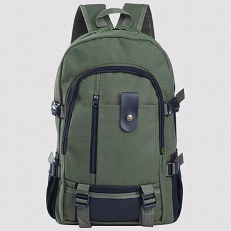 Men's Canvas Backpack Large-capacity Schoolbag Explosion Solid Color Rucksacks F