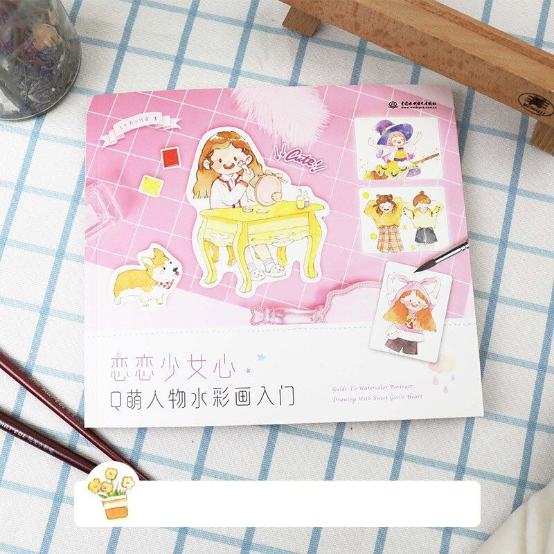 Beautiful Girl Watercolor Painting Coloring Book Cartoon Q Version Characters Dr