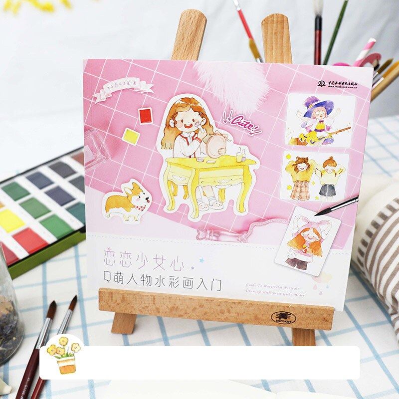 Beautiful Girl Watercolor Painting Coloring Book Cartoon Q Version Characters Dr
