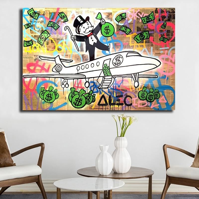 Home Decor Canvas Alec Monopoly Print Graffiti Poster Painting Aircraft Modern