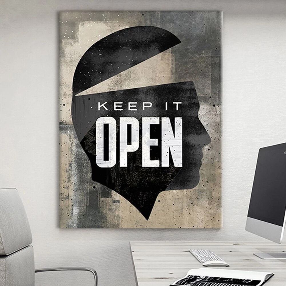 AAHH Text Canvas Painting Keep It Open Motivational Quote Hustle Artwork Wall 12x16