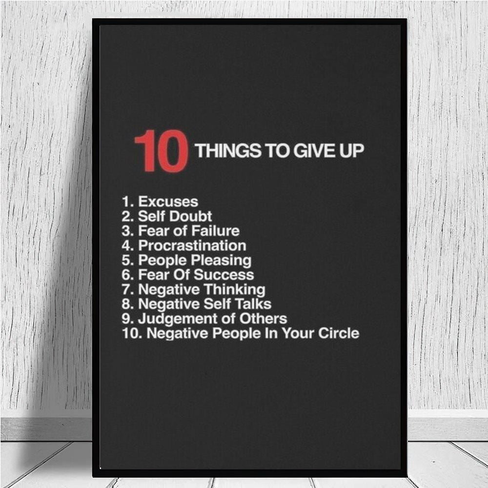 Best Entrepreneur Quotes 10 Things To Give Up canvas prints Canvas Print