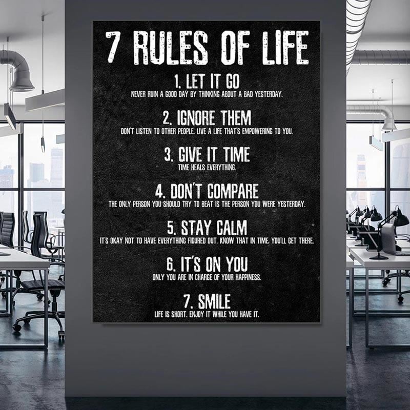 7 Rules of Life Watch Your Thoughts Motivational Posters and Prints on The Wall