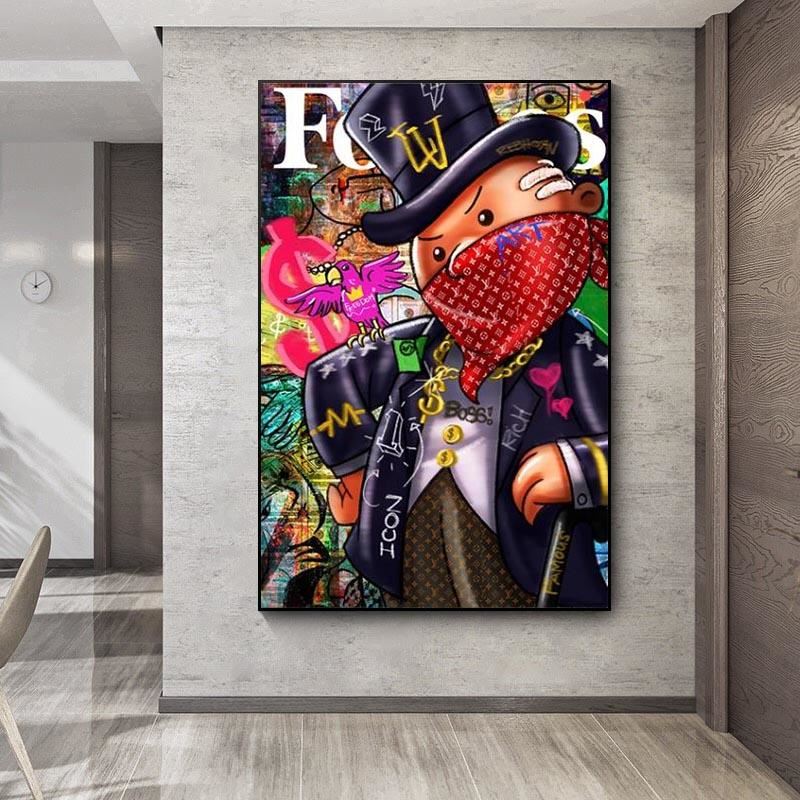 Artwork Poster Masked Monopoly Time Is Money Wall Art Canvas Prints Modern Print