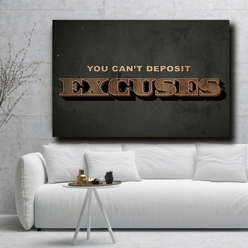 English Poster Painting Canvas No Excuses Wall Art No Frame