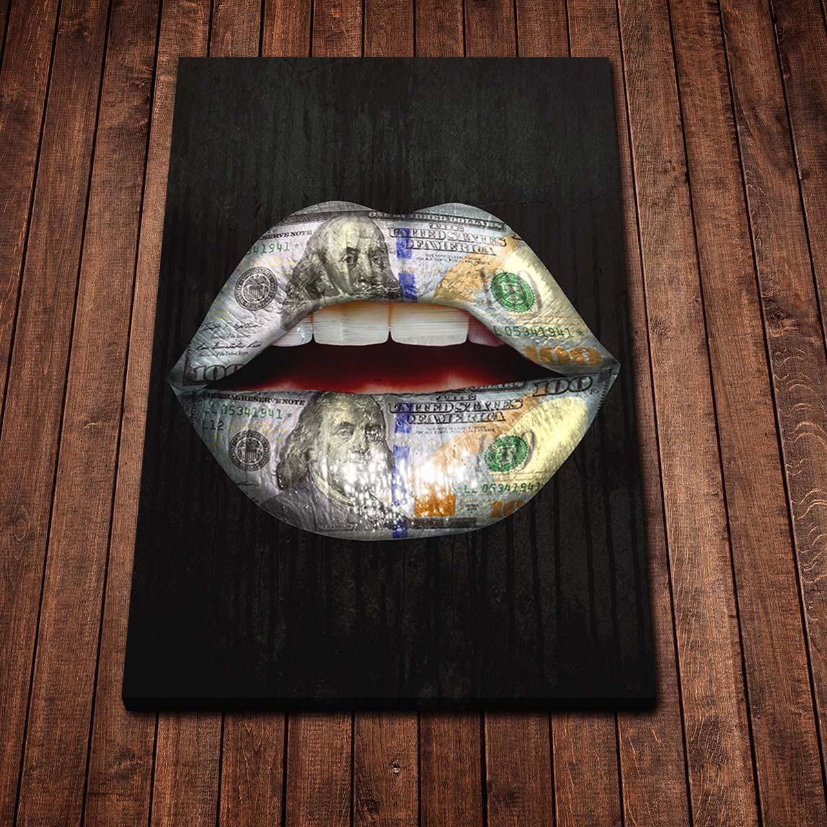 Money Lips Art Modern Cool Canvas Art Poster and Prints Wall Picture for Living